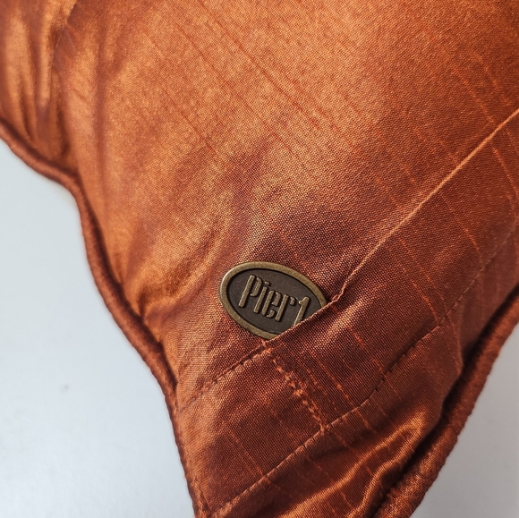 Pier 1 Imports Tree of Life Beaded Embroidered Throw Pillow 16X16" Orange Beige - Picture 5 of 6